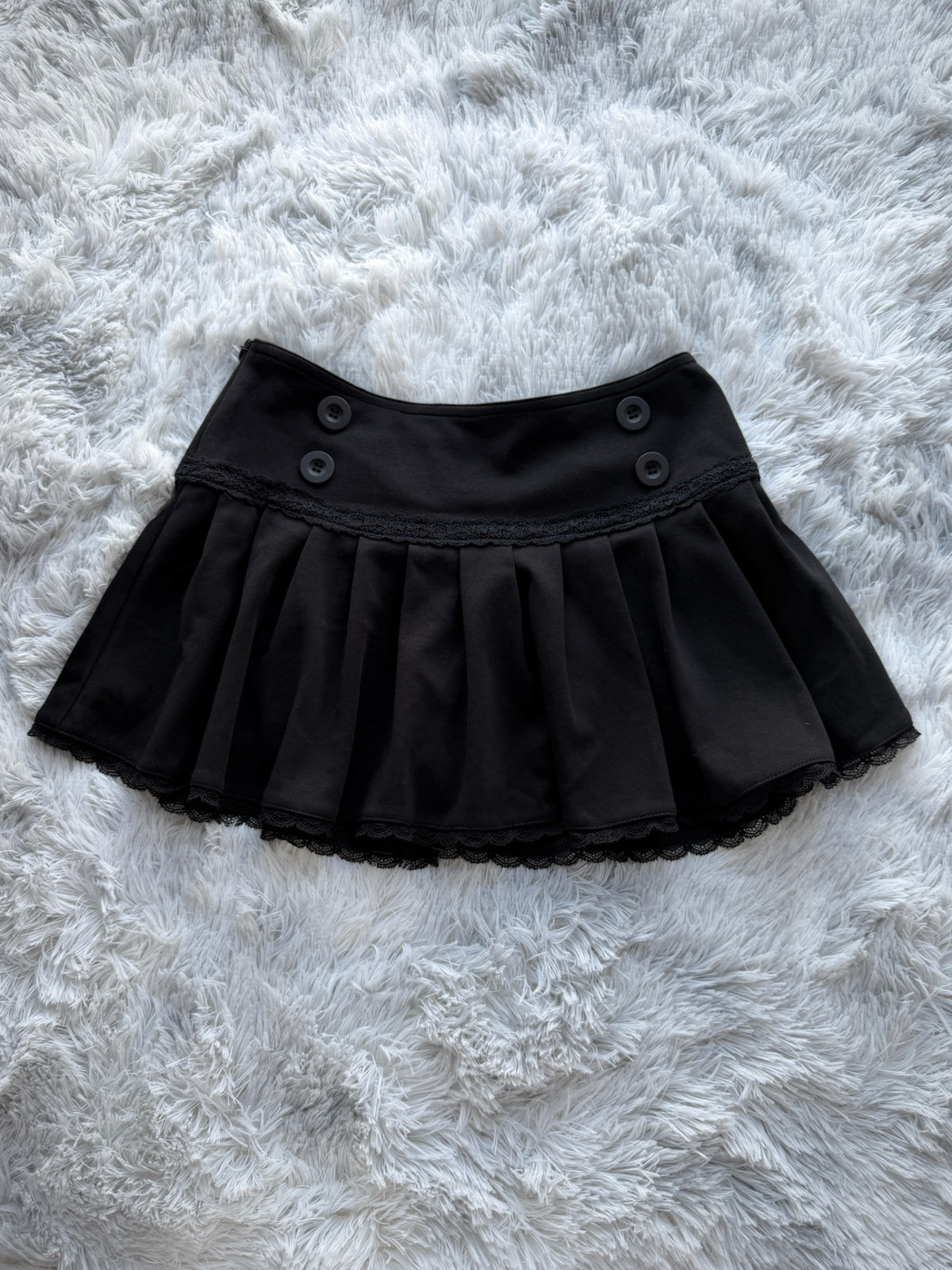 Lace Gray | Ruffled Lace Button A-Line Mini Skirt, Versatile All-Season Slim-Fit Original Short Skirt