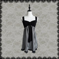 Lace Gray| Vintage Black & White Striped Cami Dress, Lace Patchwork Sleeveless Dress with Wide Straps