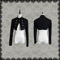 Lace Gray｜Stand‑Collar Dark‑Aesthetic Double‑Breasted Twill Cropped Jacket