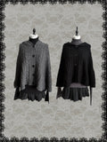 Lace Gray｜Vintage vibe Knit Hooded poncho Batwing Loose